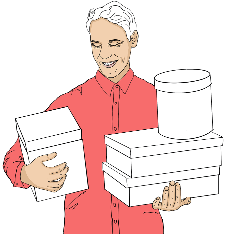 A man holding packages in his hands.